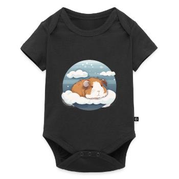 Niedliches Schlafendes Meerschweinchen - Baby Premium Kurzarmbody - Schwarz - Vorne