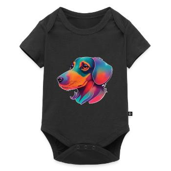 Oeuvre colorée de chiens teckel - Body à manches courtes Premium Bébé - noir - Devant