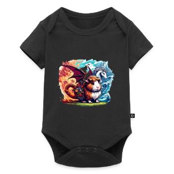 Fantasiewesen Drache Meerschweinchen Einhorn - Baby Premium Kurzarmbody - Schwarz - Vorne