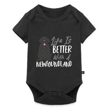 Das Leben ist besser mit einem Neufundland - Baby Premium Kurzarmbody - Schwarz - Vorne