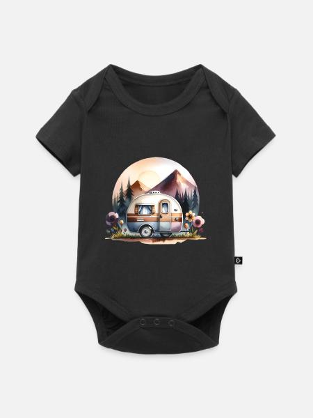Camping - Baby Premium Kurzarmbody - Schwarz