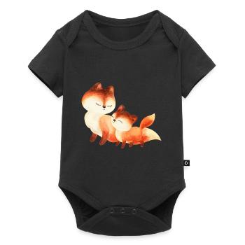 Fuchs Füchse Foxy Waldtier Familie Rotfuchs süß - Baby Premium Kurzarmbody - Schwarz - Vorne