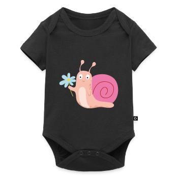 Snail with flower - Baby Premium short-sleeve bodysuit - black - Front
