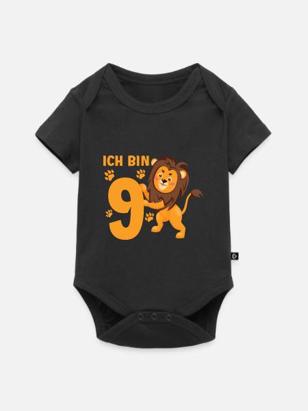 Löwe 9 Jahre Löwen 9 Kindergeburtstag - Baby Premium Kurzarmbody - Schwarz