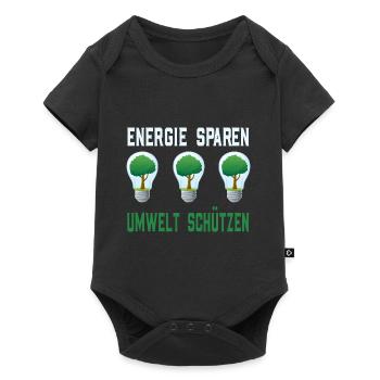 Energie sparen Umwelt schützen - Baby Premium Kurzarmbody - Schwarz - Vorne