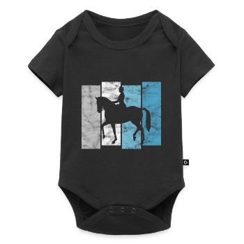 Dressage Cavalier de dressage Cheval d’équitation - Body à manches courtes Premium Bébé - noir - Devant