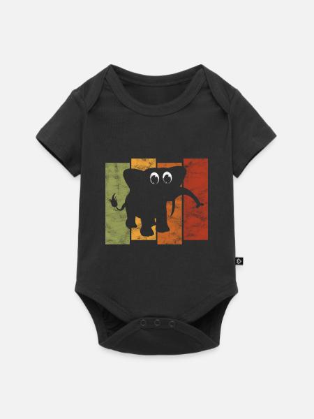 Elefanten Elefant für Kinder - Baby Premium Kurzarmbody - Schwarz