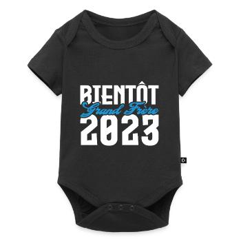 Cadeau Annonce grossesse bientôt Grand frère 2023. - Body à manches courtes Premium Bébé - noir - Devant
