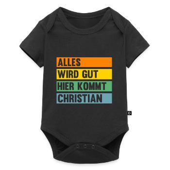 Christian - Baby Premium Kurzarmbody - Schwarz - Vorne