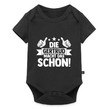 Gertrud - Baby Premium Kurzarmbody - Schwarz - Vorne