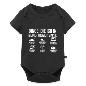 Dinge die ich in meiner Freizeit mache mit Mäusen - Baby Premium Kurzarmbody - Schwarz - Vorne
