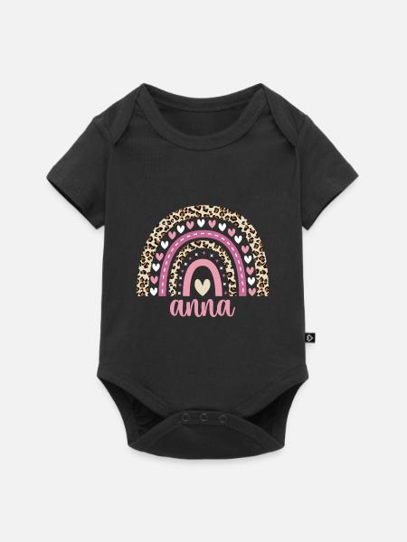 Anna Regenbogen Name Geburtstag Anna - Baby Premium Kurzarmbody - Schwarz
