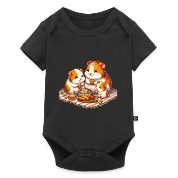 Meerschweinchen Familie Picknick im Freien - Baby Premium Kurzarmbody - Schwarz - Vorne