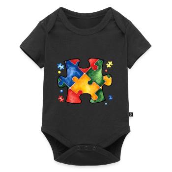 Autism Puzzle - Baby Premium short-sleeve bodysuit - black - Front