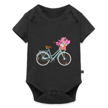 Floral Fleurs Dames Vélo Vélo Femmes - Body à manches courtes Premium Bébé - noir - Devant