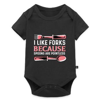 Löffel sind sinnlos Speziellen Geschenk - Baby Premium Kurzarmbody - Schwarz - Vorne