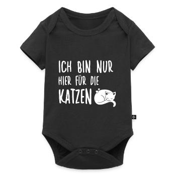 Süßes Katzen Shirt Katzenhalter Damen Katzen - Baby Premium Kurzarmbody - Schwarz - Vorne