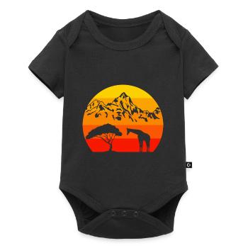 Rétro Afrique Animal Montagne Nature Girafe - Body à manches courtes Premium Bébé - noir - Devant