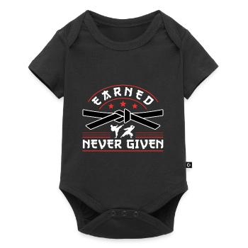 Karate Black Belt Gi Uniform - Baby Premium Kurzarmbody - Schwarz - Vorne