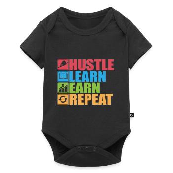Hustle Learn Earn Repeat / Mindset, Motivation - Baby Premium short-sleeve bodysuit - black - Front