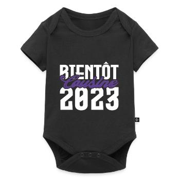 Cadeau Annonce grossesse bientôt Cousine 2023. - Body à manches courtes Premium Bébé - noir - Devant