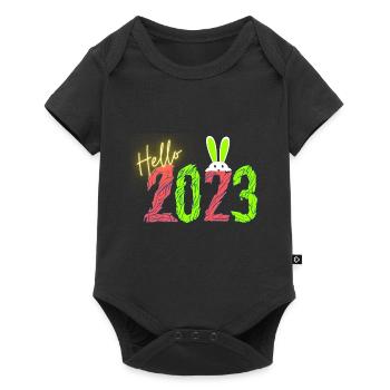 Bonjour 2023 bonne année - Body à manches courtes Premium Bébé - noir - Devant