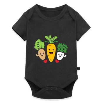 Humour petit légumes vegan - Body à manches courtes Premium Bébé - noir - Devant