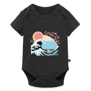 Big Wave Vaporwave Aesthetic 80s Anime Fashion - Baby Premium short-sleeve bodysuit - black - Front