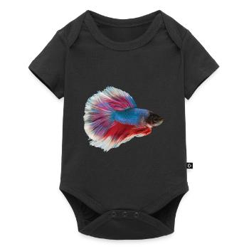 Kampffisch Aquaristik Gesichtsmaske - Baby Premium Kurzarmbody - Schwarz - Vorne