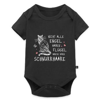 Nicht alle Engel haben Flügel manche Schnurrhaare - Baby Premium Kurzarmbody - Schwarz - Vorne