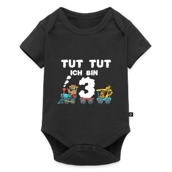 3. Geburtstag Züge und Tiere - 3 Jahre Alt - Baby Premium Kurzarmbody - Schwarz - Vorne