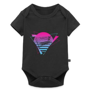 Modular Synthesizer Analog Vaporwave Techno Cat - Baby Premium short-sleeve bodysuit - black - Front