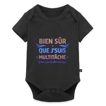 Bien sûr que je suis multitâche humour ménage - Body à manches courtes Premium Bébé - noir - Devant