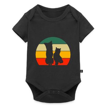 Chat, Amoureux des chiens, Amoureux des chats, Chiens rétro - Body à manches courtes Premium Bébé - noir - Devant