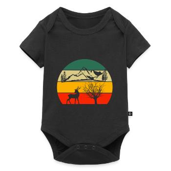 Forest Animal Lovers Deer Retro Tree Nature - Baby Premium short-sleeve bodysuit - black - Front