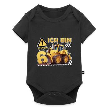 Ich bin 6 Bagger 6. Geburtstag 6 Jahr Bauarbeiter - Baby Premium Kurzarmbody - Schwarz - Vorne