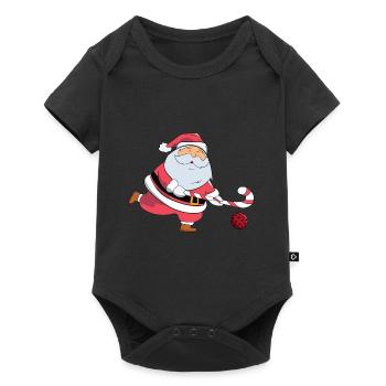 Père Noël Amateur de hockey sur gazon Spor de Noël - Body à manches courtes Premium Bébé - noir - Devant