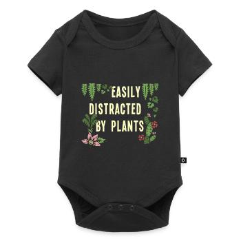 Leicht ablenkbar durch Blumen - Baby Premium Kurzarmbody - Schwarz - Vorne