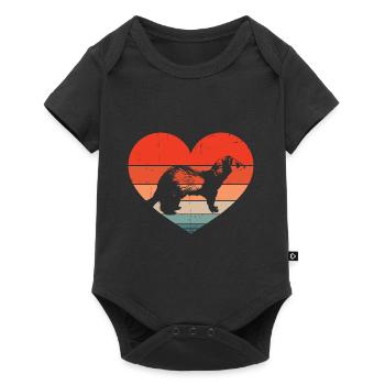 Funny Vintage Heart Weasel Retro Ferret Fan - Baby Premium Kurzarmbody - Schwarz - Vorne