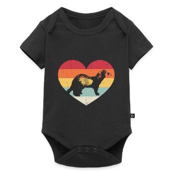 Cute Retro Weasel Vintage Heart Ferret Enthusiast - Baby Premium Kurzarmbody - Schwarz - Vorne