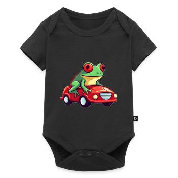 LUSTIGER FROSCH - Baby Premium Kurzarmbody - Schwarz - Vorne