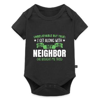 Drôle de voisin Quartier de cadeaux - Body à manches courtes Premium Bébé - noir - Devant