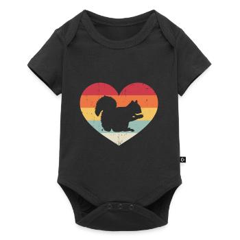 Forest Retro Squirrel Lover Animal Vintage Heart - Baby Premium Kurzarmbody - Schwarz - Vorne