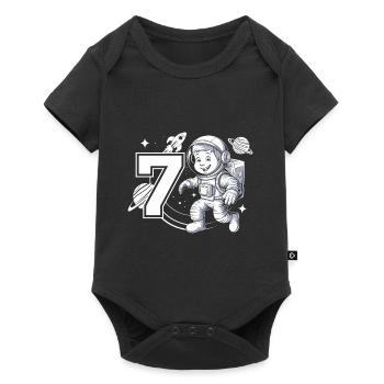 7e anniversaire Astronaute Aventure spatiale pour les garçons - Body à manches courtes Premium Bébé - noir - Devant
