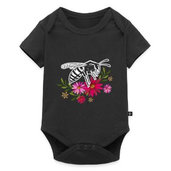 Bee With Flowers - Baby Premium short-sleeve bodysuit - black - Front