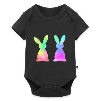 Lapins de Pâques colorés Aquarelle - Body à manches courtes Premium Bébé - noir - Devant