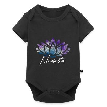Namaste Lotusblüte bunt Muster Pattern - Baby Premium Kurzarmbody - Schwarz - Vorne