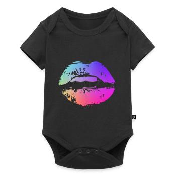 lèvre de couleur néon - Body à manches courtes Premium Bébé - noir - Devant