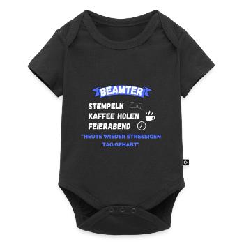 Beamter Kaffe Beamtenmikado Stempeln - Baby Premium Kurzarmbody - Schwarz - Vorne