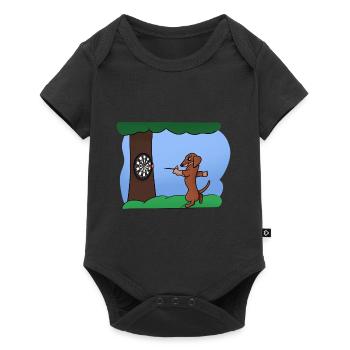 Dog Playing Darts - Baby Premium short-sleeve bodysuit - black - Front